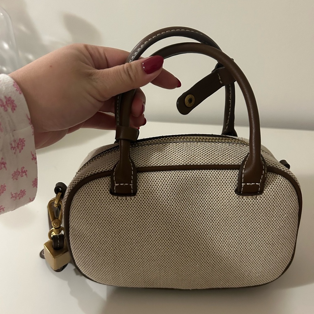 SOLD-Zara Cream and Brown Mini Bag